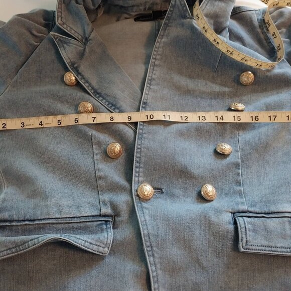 Boston Proper Puff-Sleeve Double-Breasted Denim Jacket - Picture 8 of 8